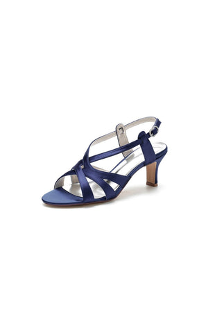 Royal Blue Cross - Strap Pump with Elegant Silver Buckle - KissProm