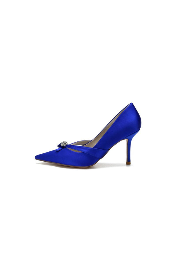 Crystal Bow Tie Pointed Toe High Heels - KissProm