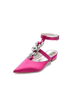 Crystal Chain Pointed Toe Flats - KissProm