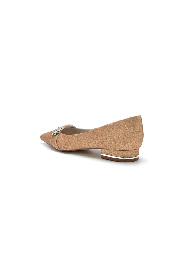 Crystal Flower Sequin Pointed Toe Flats - KissProm