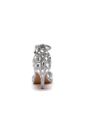 Crystal Rhinestone Peep Toe High Heels Ankle Strap Sandals – Shoes by KissProm | Available at KissProm