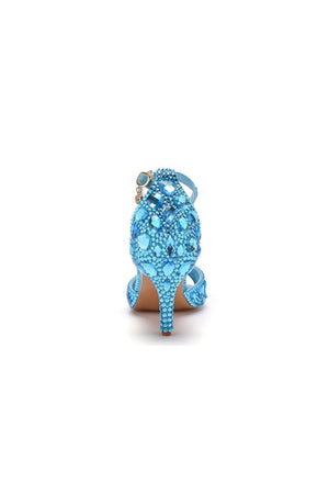 Crystal Rhinestone Peep Toe High Heels Ankle Strap Sandals – Shoes by KissProm | Available at KissProm