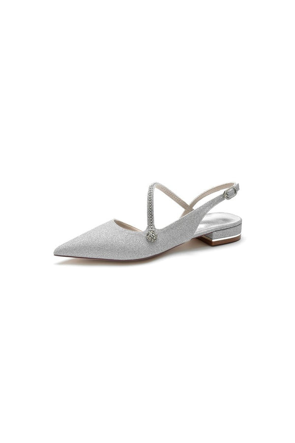 Crystal Slingback Sequin Pointed Toe Flats - KissProm