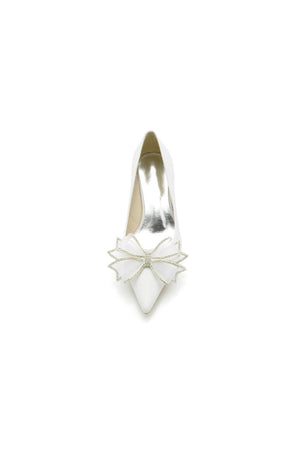 Crystal Stiletto Heel Wedding Shoes with Bow - KissProm