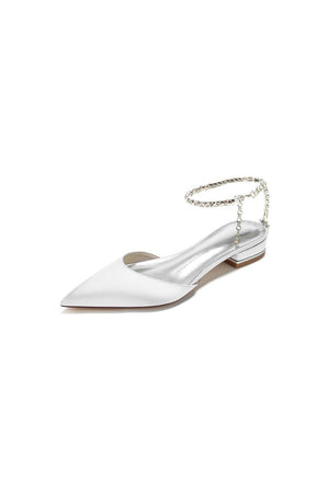 Crystal Strap Cocktail Pointed Toe Flats - KissProm