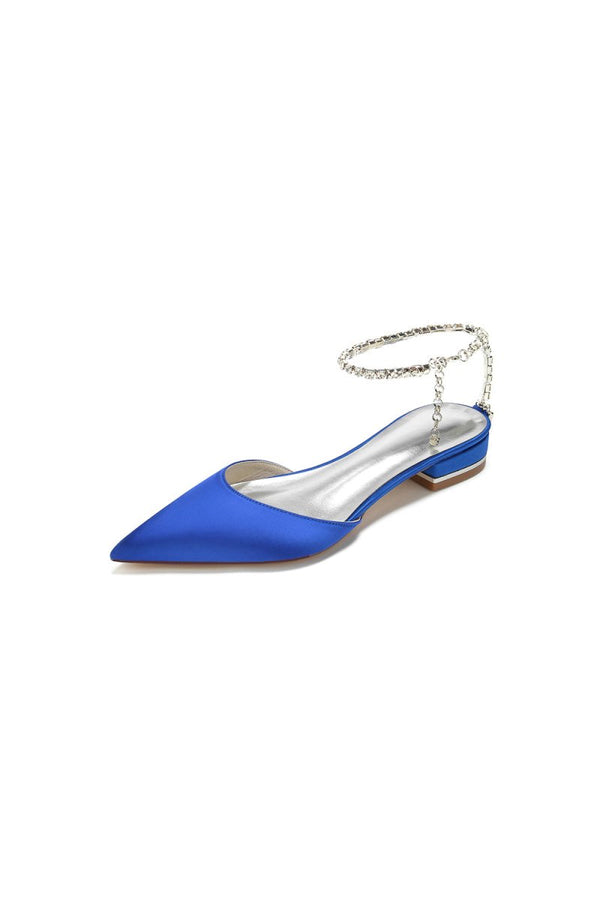 Crystal Strap Cocktail Pointed Toe Flats - KissProm