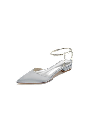 Crystal Strap Cocktail Pointed Toe Flats - KissProm