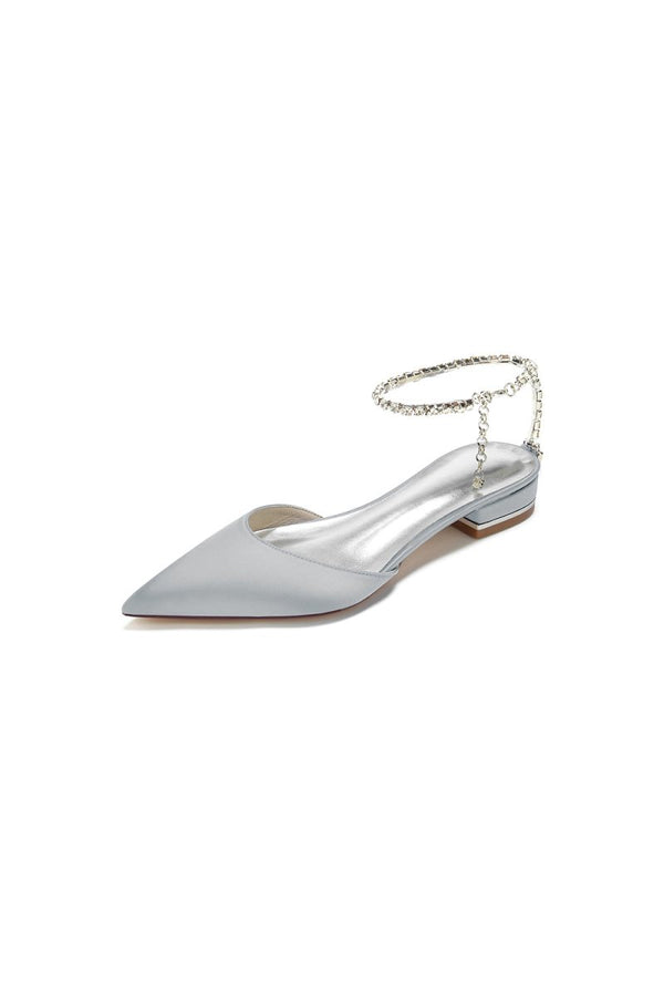 Crystal Strap Cocktail Pointed Toe Flats - KissProm