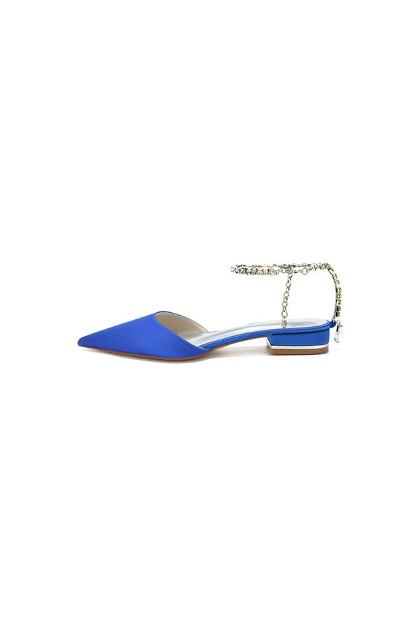 Crystal Strap Cocktail Pointed Toe Flats - KissProm