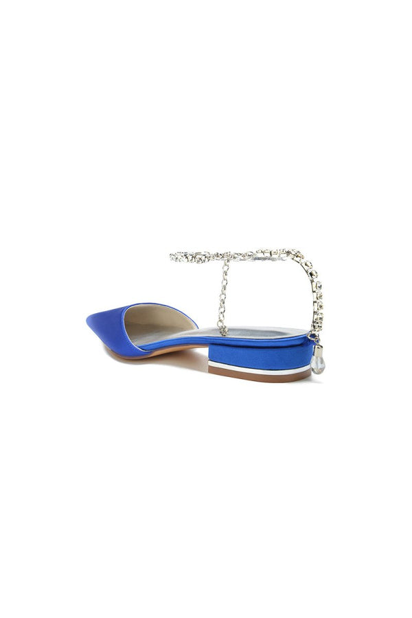 Crystal Strap Cocktail Pointed Toe Flats - KissProm