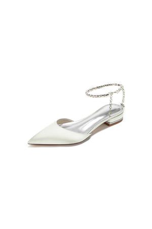 Crystal Strap Cocktail Pointed Toe Flats - KissProm