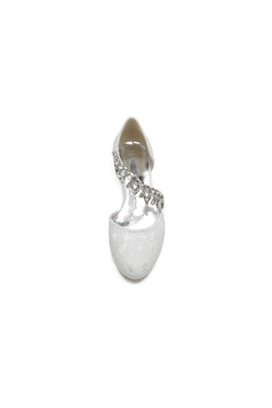 Crystal Strap Lace Round Toe Flats - KissProm