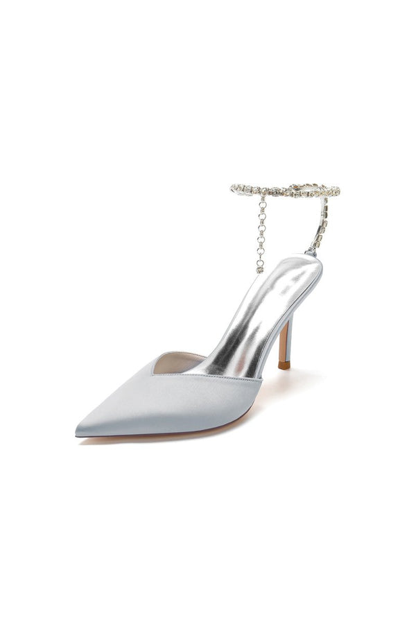 Crystal Strap Pointed Toe High Heels - KissProm