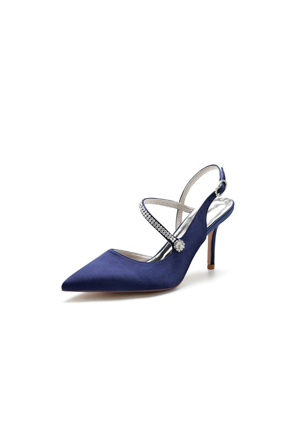 Crystal Strap Pointed Toe Stiletto Heel Shoes - KissProm