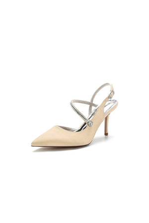 Crystal Strap Pointed Toe Stiletto Heel Shoes - KissProm