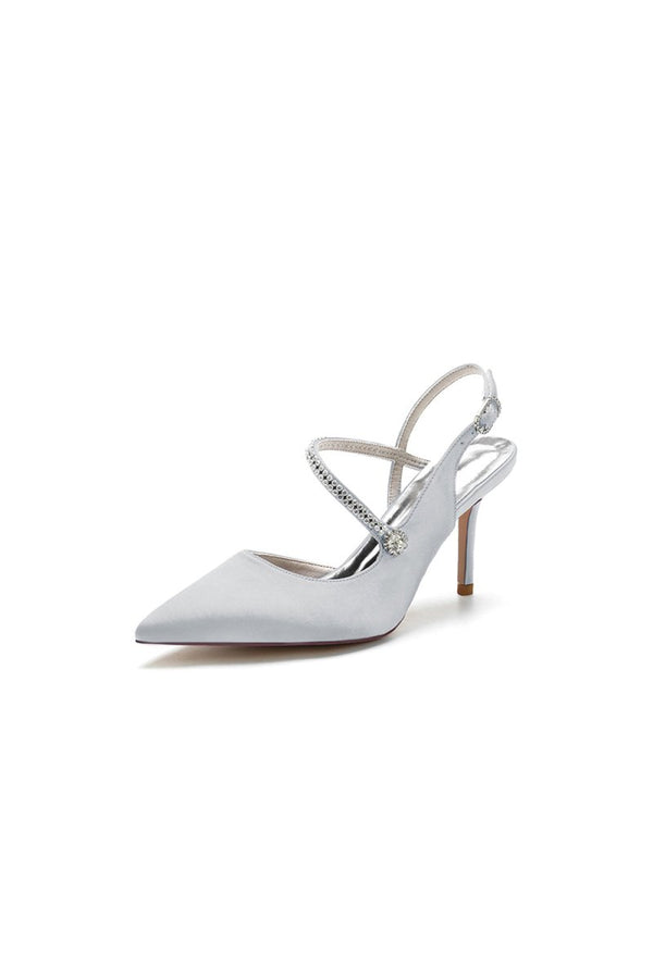 Crystal Strap Pointed Toe Stiletto Heel Shoes - KissProm