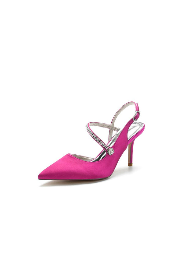 Crystal Strap Pointed Toe Stiletto Heel Shoes - KissProm