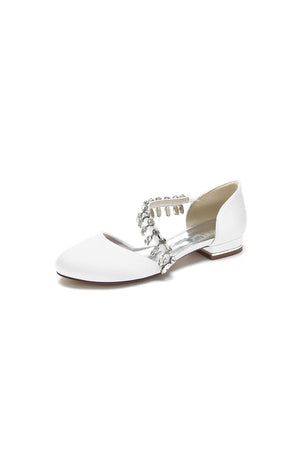 Crystal Strap Round Toe Flats - KissProm