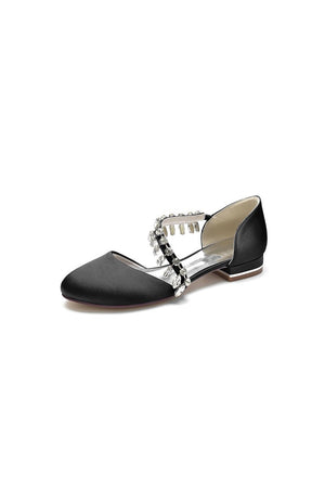 Crystal Strap Round Toe Flats - KissProm