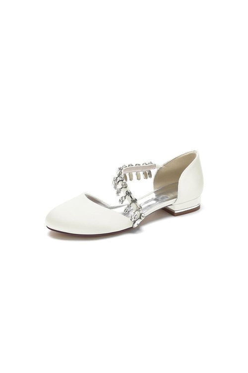 Crystal Strap Round Toe Flats - KissProm
