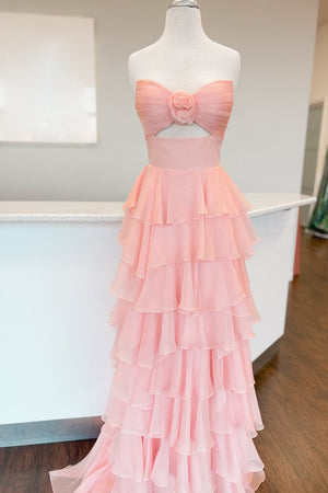 A-Line Sweetheart Layered Chiffon Sleeveless Formal Prom Dress – Prom Dresses by KissProm | Available at KissProm