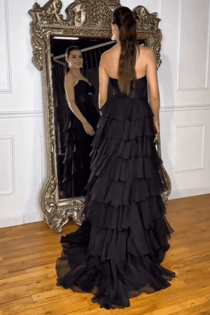A-Line Sweetheart Layered Chiffon Sleeveless Formal Prom Dress – Prom Dresses by KissProm | Available at KissProm