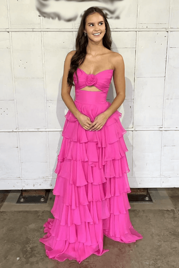 A-Line Sweetheart Layered Chiffon Sleeveless Formal Prom Dress – Prom Dresses by KissProm | Available at KissProm