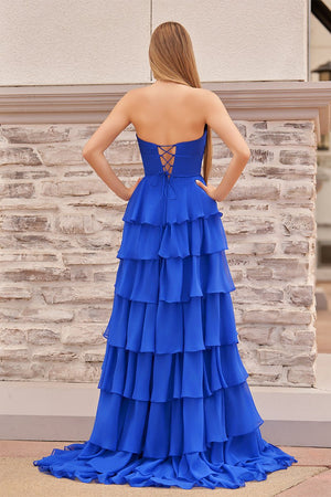 A-Line Sweetheart Layered Chiffon Sleeveless Formal Prom Dress – Prom Dresses by KissProm | Available at KissProm
