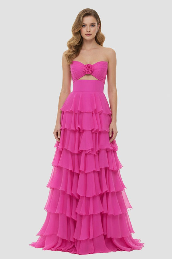 A-Line Sweetheart Layered Chiffon Sleeveless Formal Prom Dress – Prom Dresses by KissProm | Available at KissProm