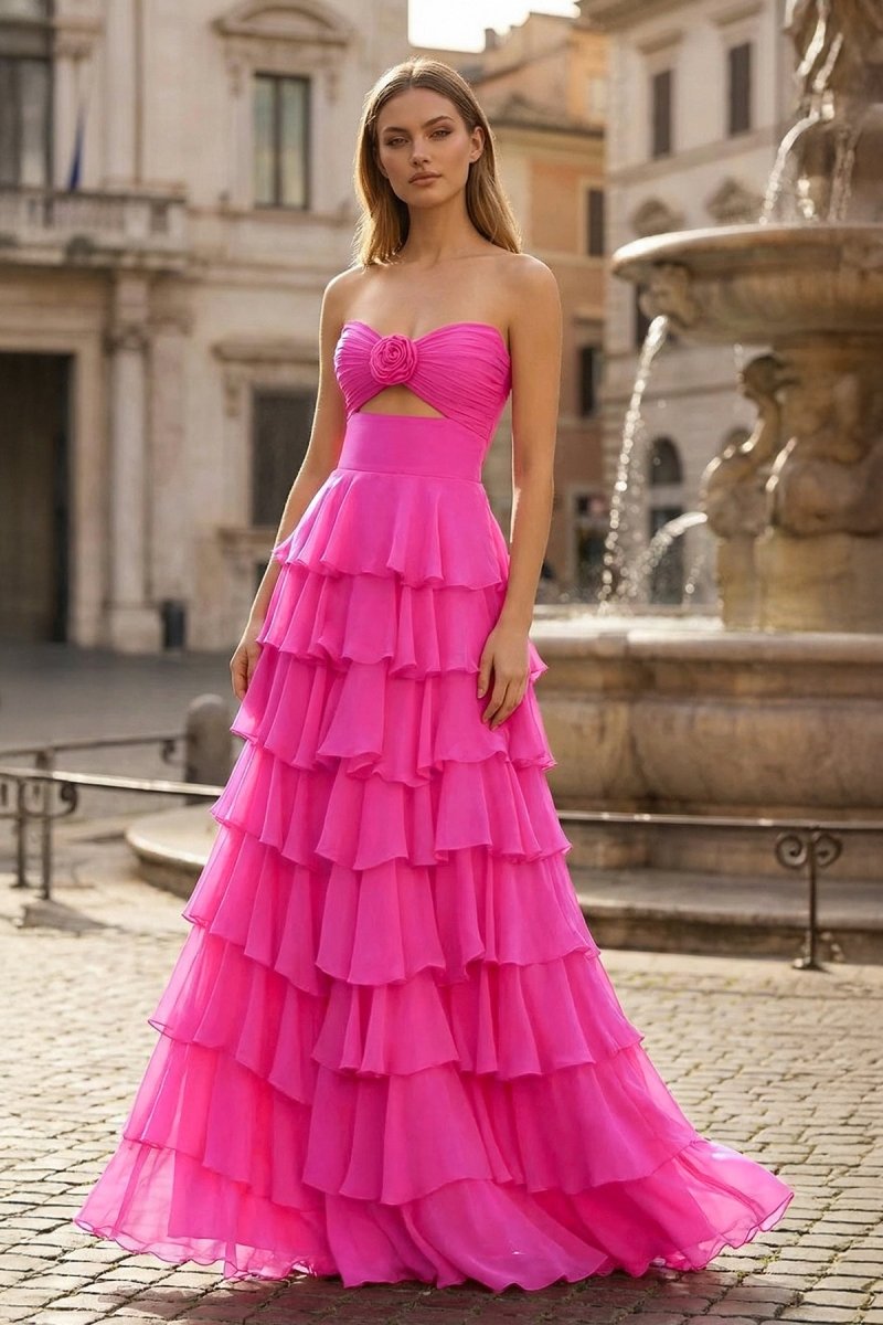 A-Line Sweetheart Layered Chiffon Sleeveless Formal Prom Dress – Prom Dresses by KissProm | Available at KissProm