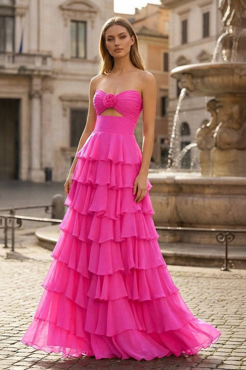 A-Line Sweetheart Layered Chiffon Sleeveless Formal Prom Dress – Prom Dresses by KissProm | Available at KissProm