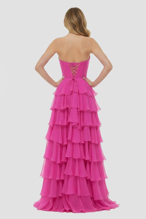 A-Line Sweetheart Layered Chiffon Sleeveless Formal Prom Dress – Prom Dresses by KissProm | Available at KissProm