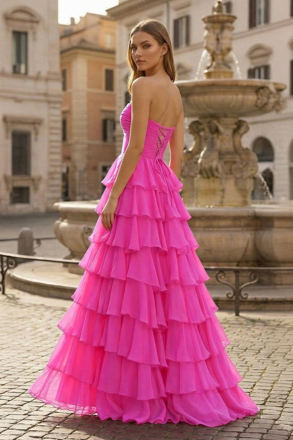 A-Line Sweetheart Layered Chiffon Sleeveless Formal Prom Dress – Prom Dresses by KissProm | Available at KissProm