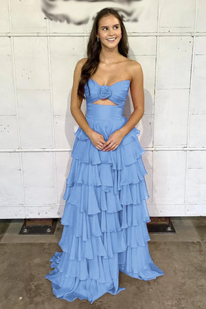 A-Line Sweetheart Layered Chiffon Sleeveless Formal Prom Dress – Prom Dresses by KissProm | Available at KissProm
