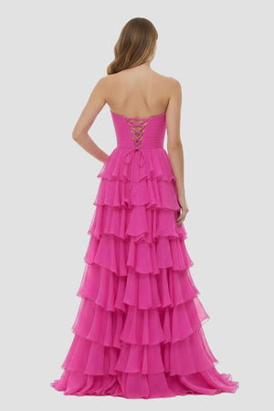 A-Line Sweetheart Layered Chiffon Sleeveless Formal Prom Dress – Prom Dresses by KissProm | Available at KissProm