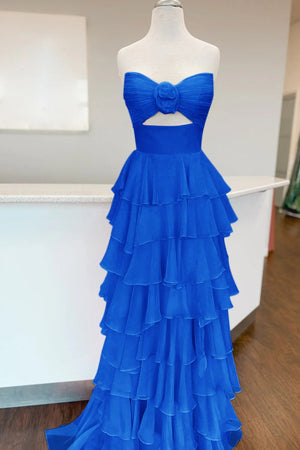 A-Line Sweetheart Layered Chiffon Sleeveless Formal Prom Dress – Prom Dresses by KissProm | Available at KissProm
