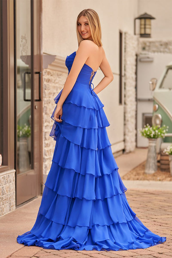 A-Line Sweetheart Layered Chiffon Sleeveless Formal Prom Dress – Prom Dresses by KissProm | Available at KissProm