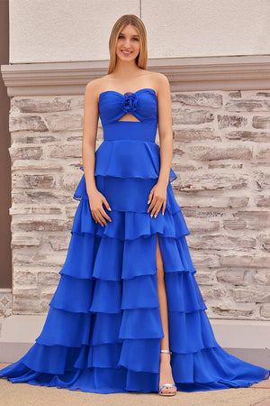 A-Line Sweetheart Layered Chiffon Sleeveless Formal Prom Dress – Prom Dresses by KissProm | Available at KissProm