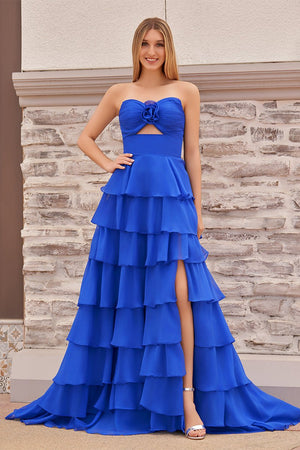 A-Line Sweetheart Layered Chiffon Sleeveless Formal Prom Dress – Prom Dresses by KissProm | Available at KissProm