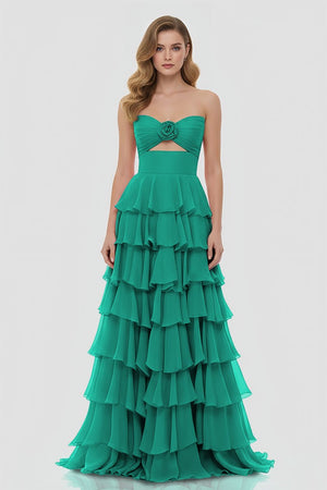 A-Line Sweetheart Layered Chiffon Sleeveless Formal Prom Dress – Prom Dresses by KissProm | Available at KissProm