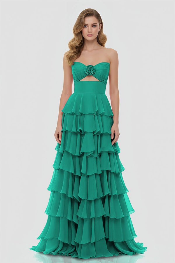 A-Line Sweetheart Layered Chiffon Sleeveless Formal Prom Dress – Prom Dresses by KissProm | Available at KissProm