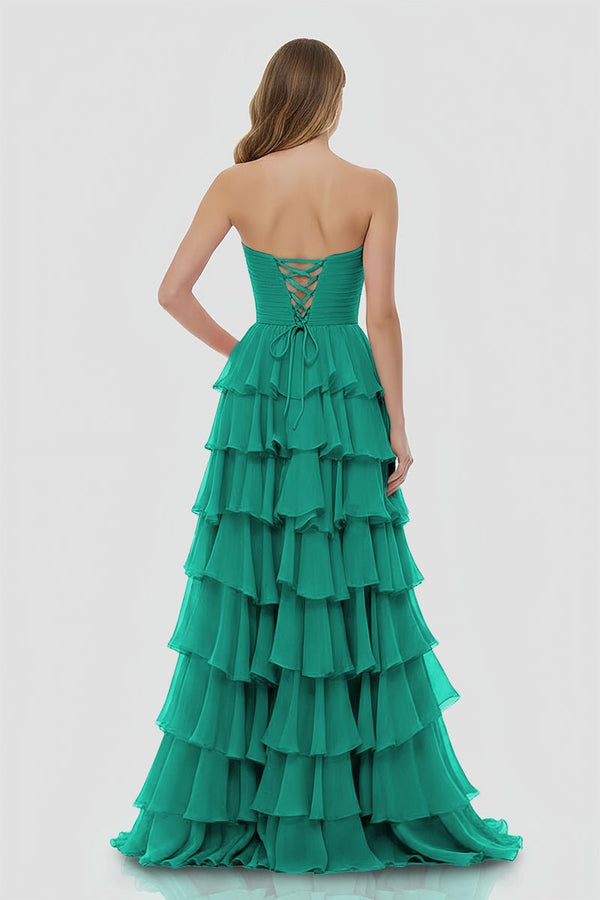 A-Line Sweetheart Layered Chiffon Sleeveless Formal Prom Dress – Prom Dresses by KissProm | Available at KissProm