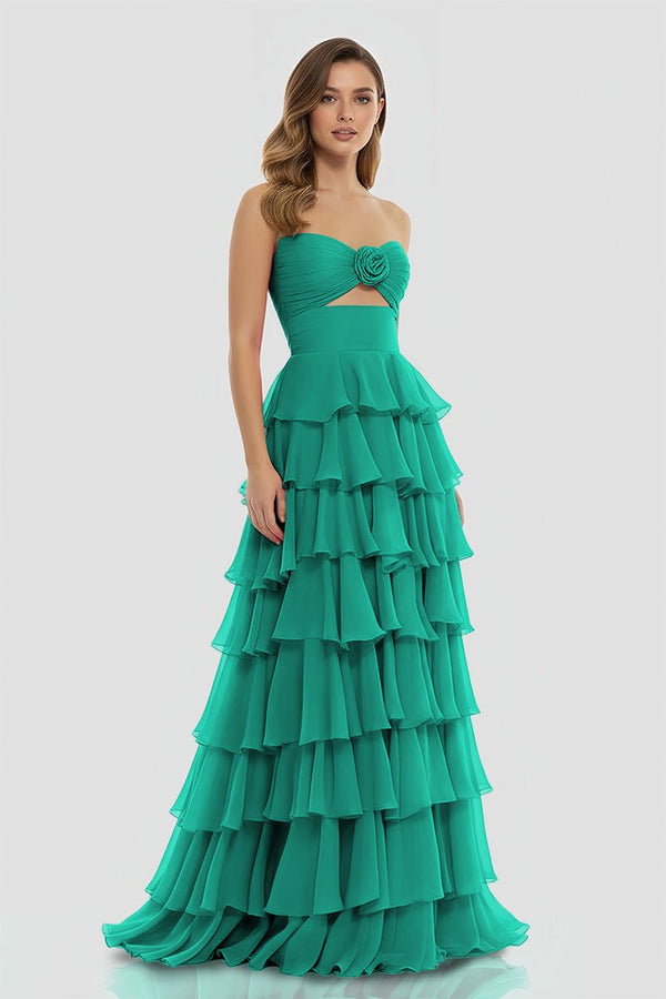 A-Line Sweetheart Layered Chiffon Sleeveless Formal Prom Dress – Prom Dresses by KissProm | Available at KissProm