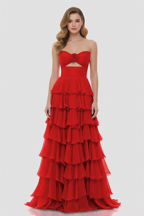 A-Line Sweetheart Layered Chiffon Sleeveless Formal Prom Dress – Prom Dresses by KissProm | Available at KissProm