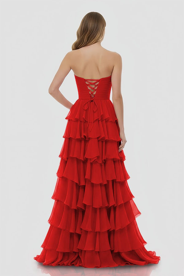 A-Line Sweetheart Layered Chiffon Sleeveless Formal Prom Dress – Prom Dresses by KissProm | Available at KissProm