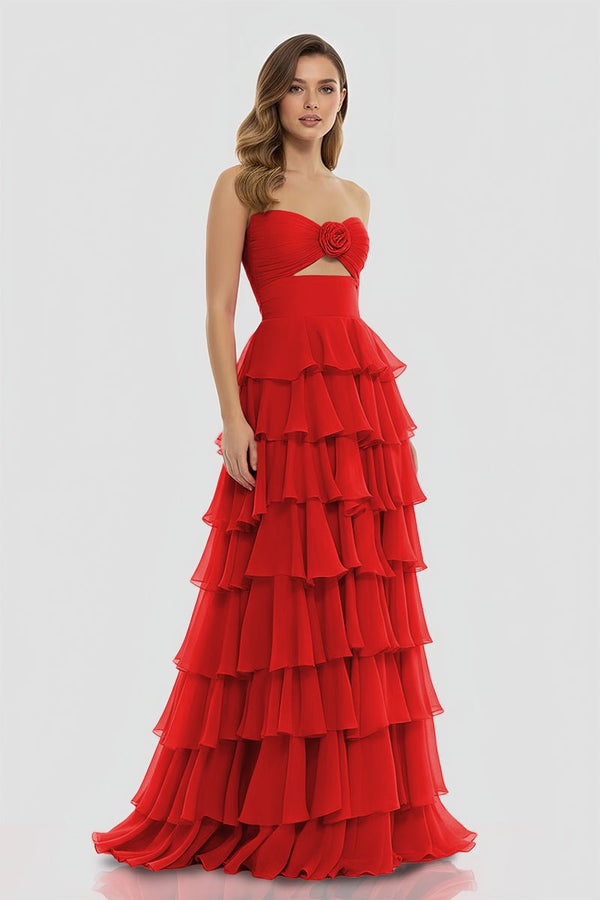 A-Line Sweetheart Layered Chiffon Sleeveless Formal Prom Dress – Prom Dresses by KissProm | Available at KissProm