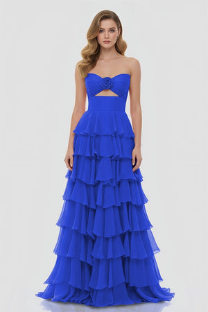 A-Line Sweetheart Layered Chiffon Sleeveless Formal Prom Dress – Prom Dresses by KissProm | Available at KissProm