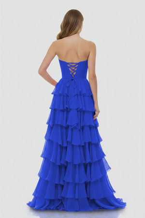 A-Line Sweetheart Layered Chiffon Sleeveless Formal Prom Dress – Prom Dresses by KissProm | Available at KissProm