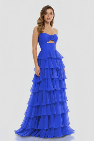 A-Line Sweetheart Layered Chiffon Sleeveless Formal Prom Dress – Prom Dresses by KissProm | Available at KissProm