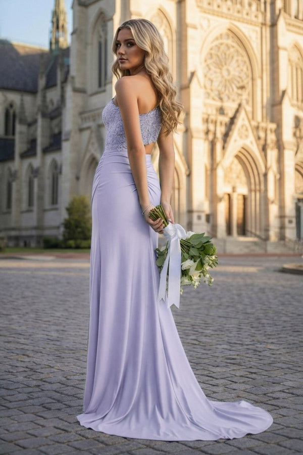 Royal Blue - One Shoulder Sheath Lace Appliqued Prom Dresses With Cutout - KissProm